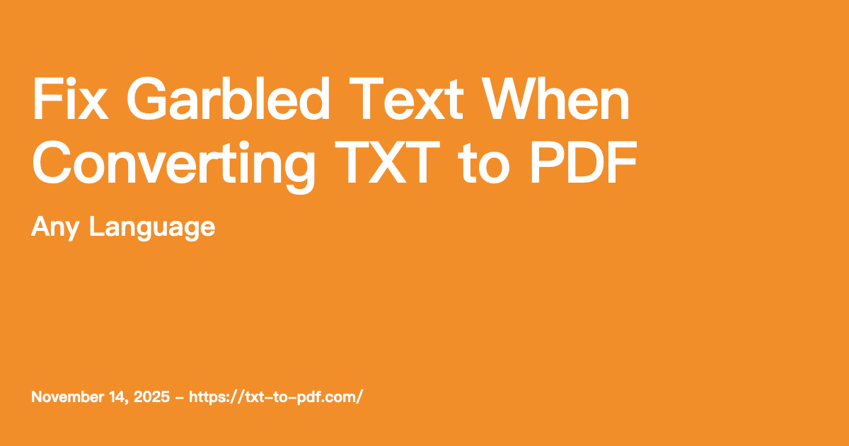 Fix Garbled Text When Converting TXT to PDF