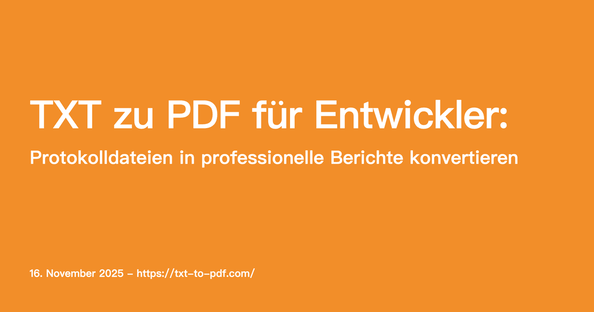 TXT zu PDF für Entwickler: Protokolldateien in professionelle Berichte konvertieren