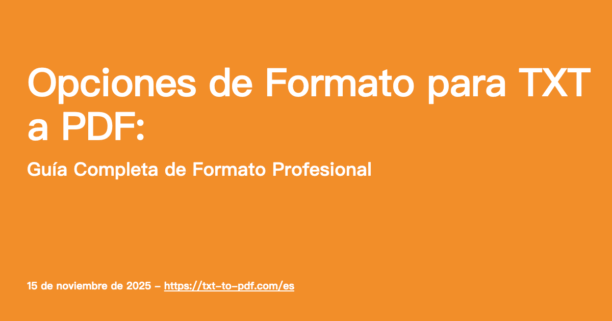 Opciones de Formato para TXT a PDF: Guía Completa de Formato Profesional