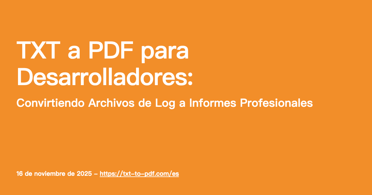 TXT a PDF para Desarrolladores: Convirtiendo Archivos de Log a Informes Profesionales