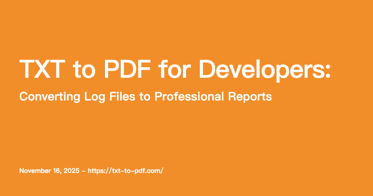 TXT to PDF for Developers: Converting Log Files to Professional Reports