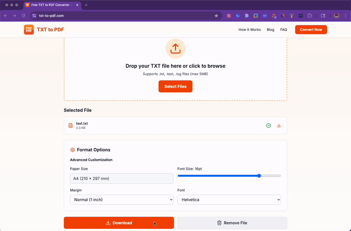 Download PDF step - get your converted file